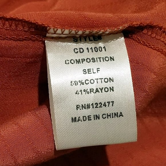 New NSR Twist Knot Flared Long Sleeve Dress  L/Large Womens Burnt Orange Mini - Picture 10 of 11